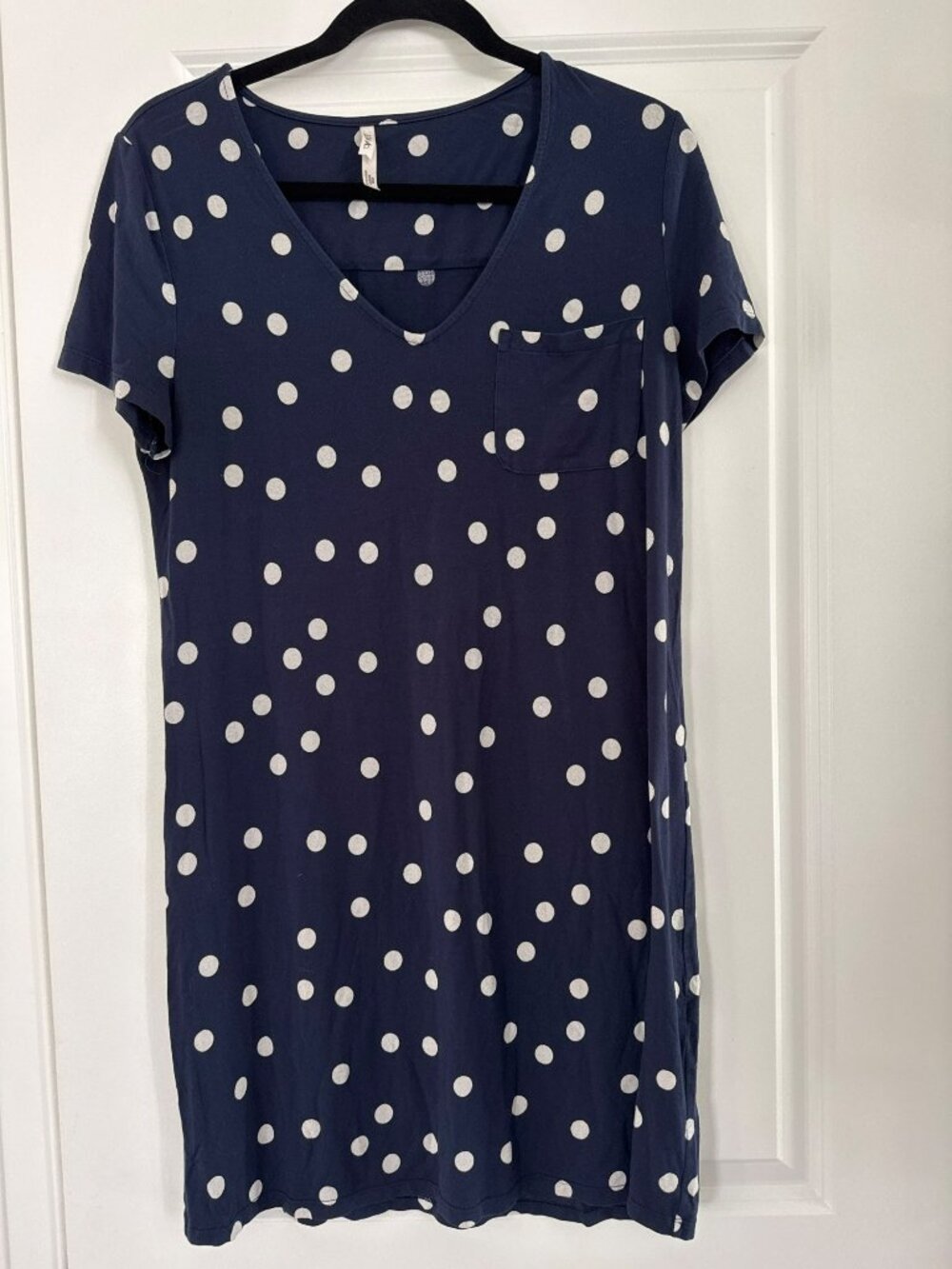Soma Cool Nights Sleepshirt Small Short Sleeve Nightgown Pajama Blue Polka Dot